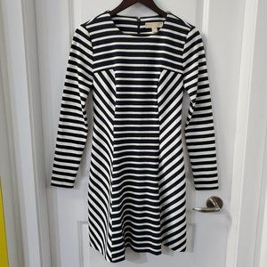 MICHAEL - Michael Kors longsleeve A-line striped dress.